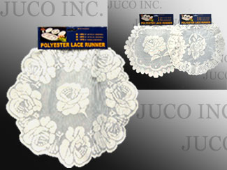 TBL MAT,1PC 16"ROUND WH. 36ST/CS PLYSTR, LACE