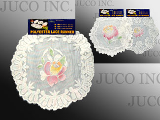 TBL MAT,1PC 16"ROUND WH. COLOR FLR.36ST/CS, LACE