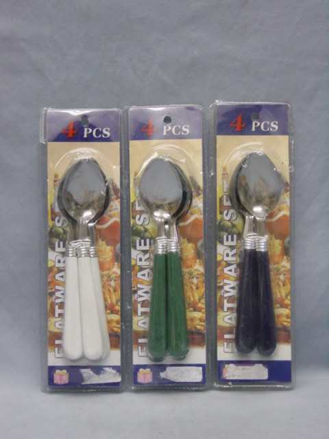 4PC SPOON SET PLASTIC HANDLE 144ST/CS